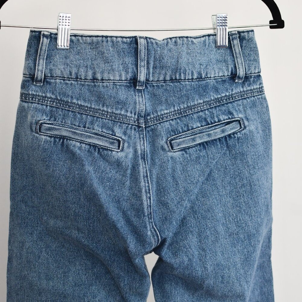 Sezane Sidney | High Waisted Straight Leg Jeans Button Detail Blue Denim - Picture 5 of 5